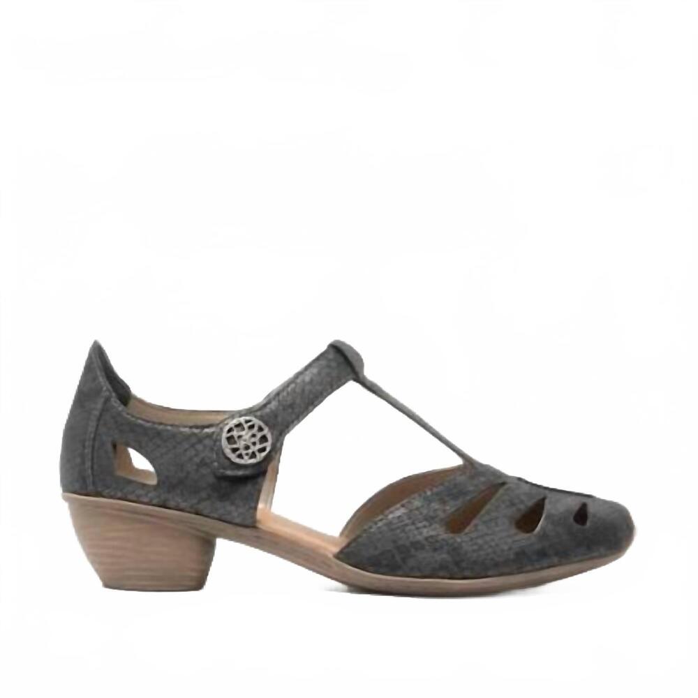 NEW RIEKER women's mary jane bar shoes in grey